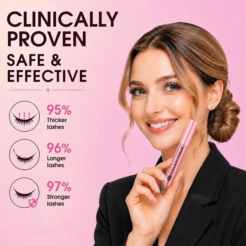 Lash Serum for Eyelash Growth: Premium Eyelash Growth Serum with Advanced Formula to Boost Longer Fuller and Thicker Lashes and Eyebrows - Gentle & Vegan for Sensitive Eyes
