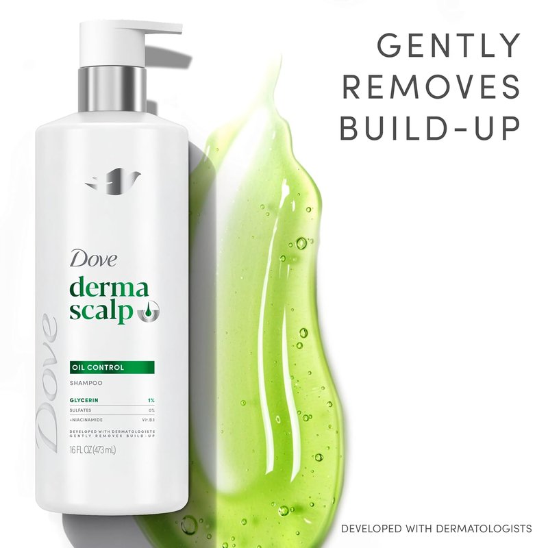 Dove Scalp Oil Control Shampoo - Glycerin & Niacinamide for Buildup Removal | 16 Fl Oz