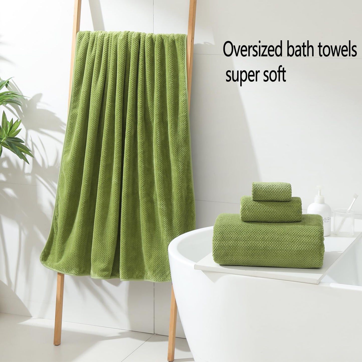YTYC Towels, 39x78 Inch Oversized Bath Sheets for Adults Luxury Extra Large Bath Towels Sets of 6 Super Soft Shower Towels for Bathroom Microfiber 80% Polyester (Sage Green,6)