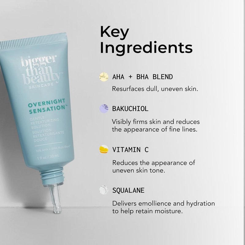 Overnight Sensation Exfoliator - Gentle Retexturizing Solution with Vitamin C & Probiotics | Vegan, All Skin Types