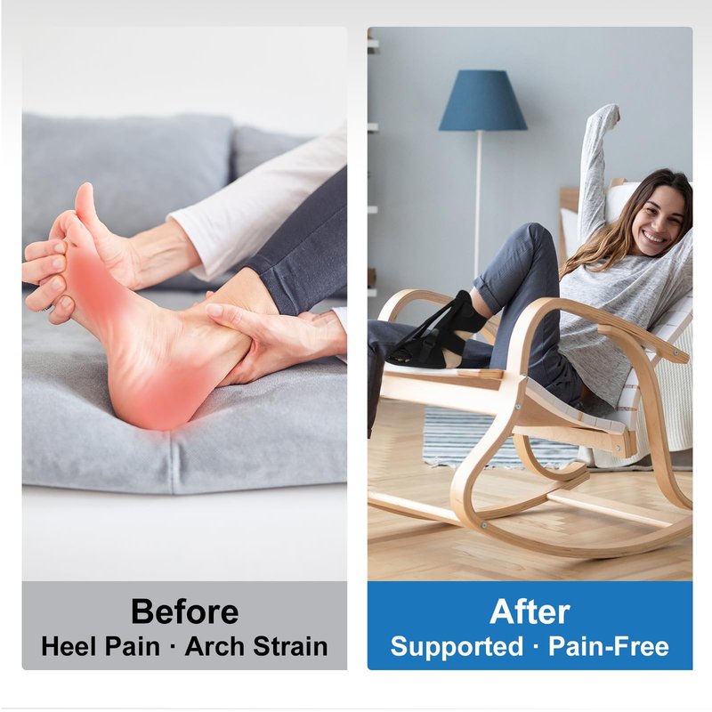 Plantar Fasciitis Night Splint and Brace, Upgraded Planters Facetious Relief, Foot Drop and Achilles Tendonitis Relief Brace, Night Splint for Plantar Fasciitis Women & Men, Black, Relief Day & Night