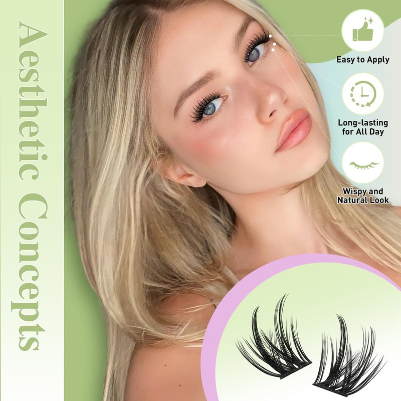 KEYYOU Angel Lash Clusters Kit, 8-18mm Mix D Curl Wispy Natural Eyelash Clusters with Bond, Seal and Tweezers for DIY Eyelash Extension at Home(Lash Kit-Angel A02)