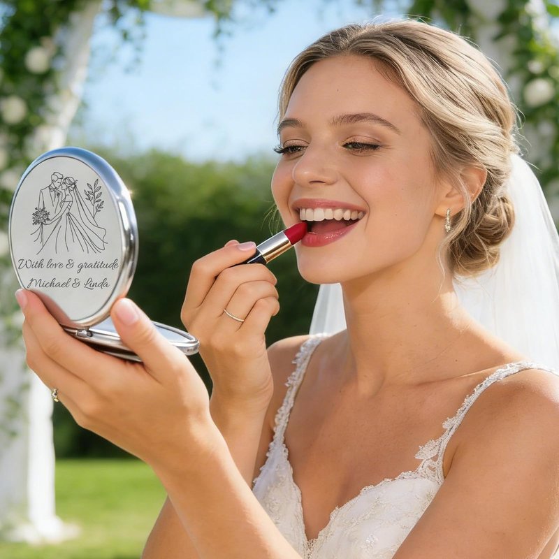 HJX Personalized Compact Mirror Bulk, Custom Pocket Mirror for Women, Small Cute Purse Mirror for Wedding Favors, Bridesmaids, Graduation, Galentine & Sisterhood Gifts (1)