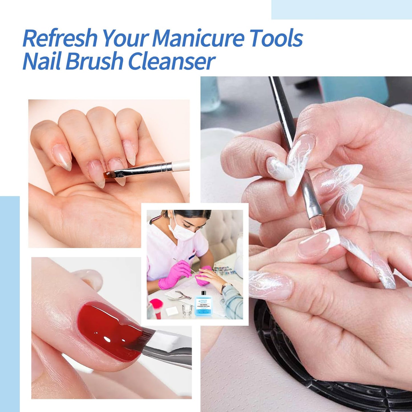 Skiennix Nail Brush Cleaner - 40ml Acrylic Solution for Effortless Nail Art Tool Cleaning