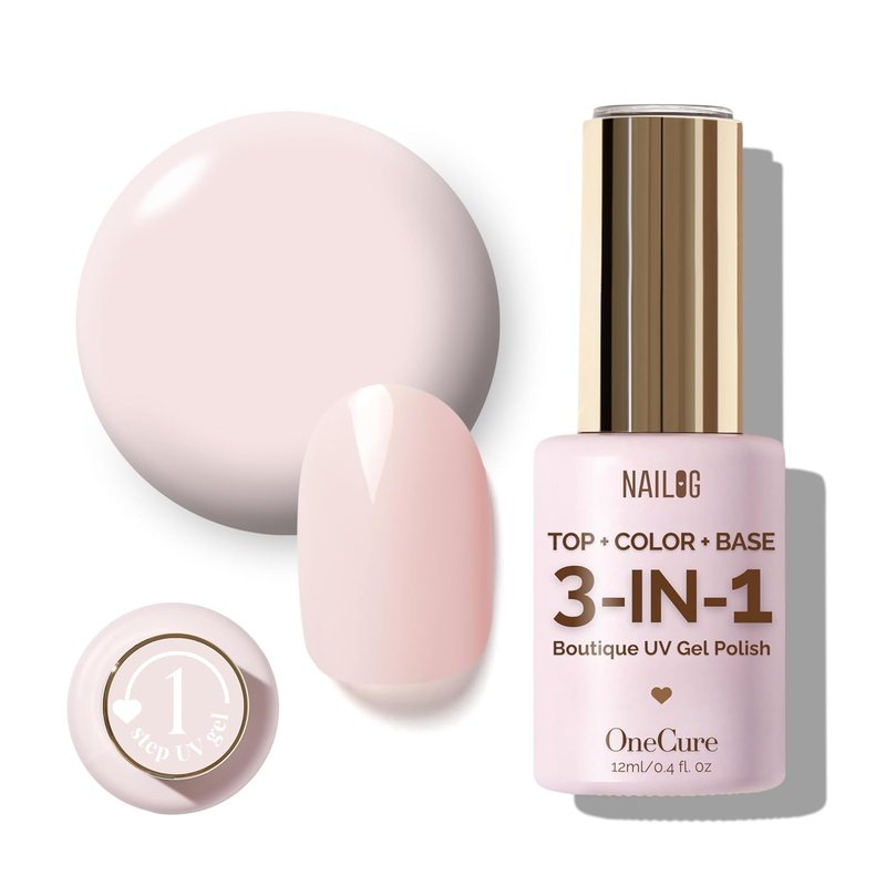 Light Pink Gel Nail Polish - 3-In-1 Soak Off UV Formula | 12ml Ballet Pink for DIY Manicure & Gifting