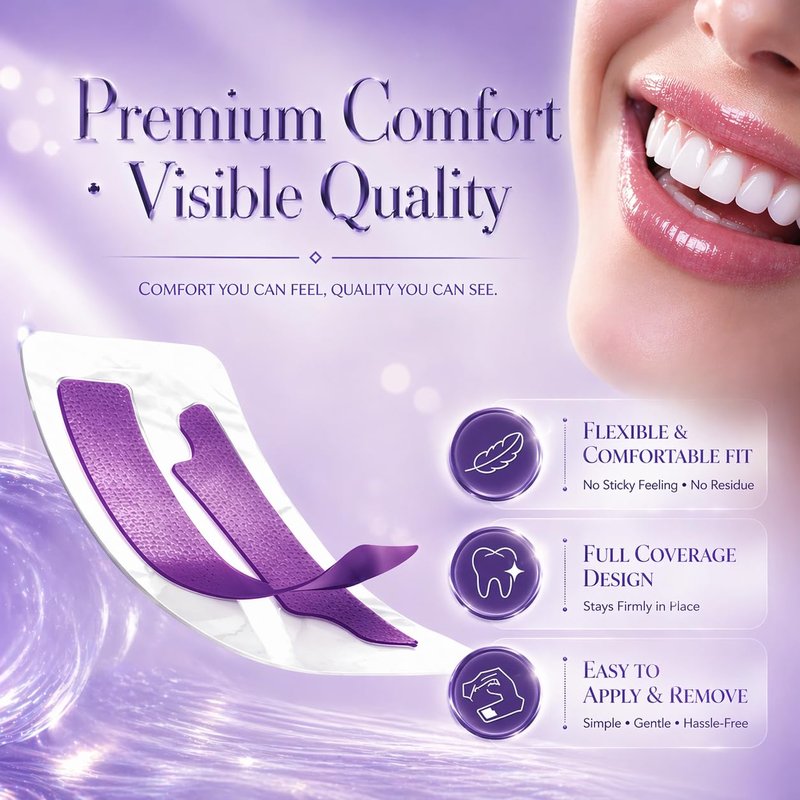 Purple Teeth Whitening Strips, Enamel Safe for Sensitive Teeth, Removes Yellow Stains & Bad Breath, Non-Slip Dry Strip Technology, Mint Flavor for a Brighter Smile (28 Strips)