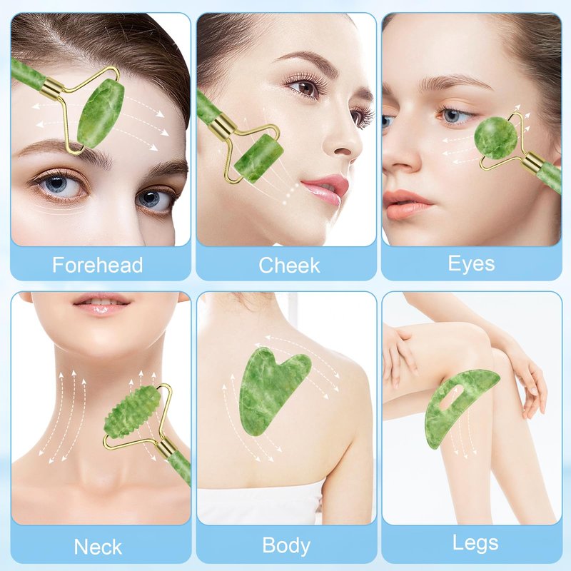 Sbnnfikeb Gua Sha Facial Tools, Guasha Tool for Face, Jade Face Roller,Self Care Gift for Women and Men