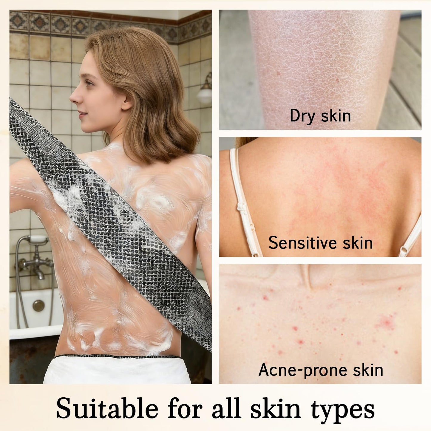 Blissal Exfoliating Shower Towel,Deep Exfoliating, Soft Gentle & Quick-Drying Shower Towel for Body Scrub 48inch-Body Scrubber for All Skin Types 2pack