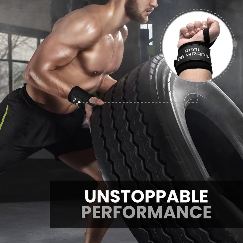 OUTRAGEAR 18" OG-Grade Wrist Wraps for Weightlifting – Heavy Duty Wrist Support with Thumb Loop & Lockdown Strap – Wrist Straps for Powerlifting, Bench Press & Gym Training(Classic Black)
