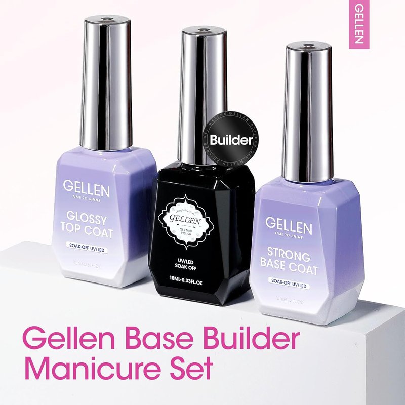GELLEN Builder Nail Gel Set - 3 Pcs 18ml Soak Off Hard Gel for Nail Extensions & Strengthening