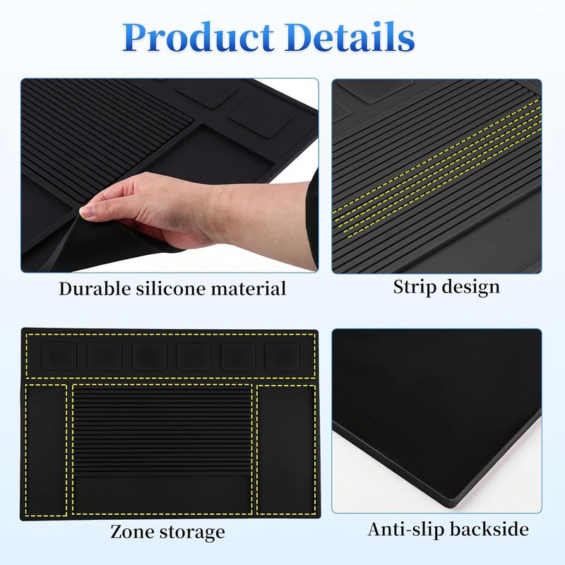 Magnetic Barber Mat - Tool Organizer with 6 Strong Magnets | Black Barber Station Accessory