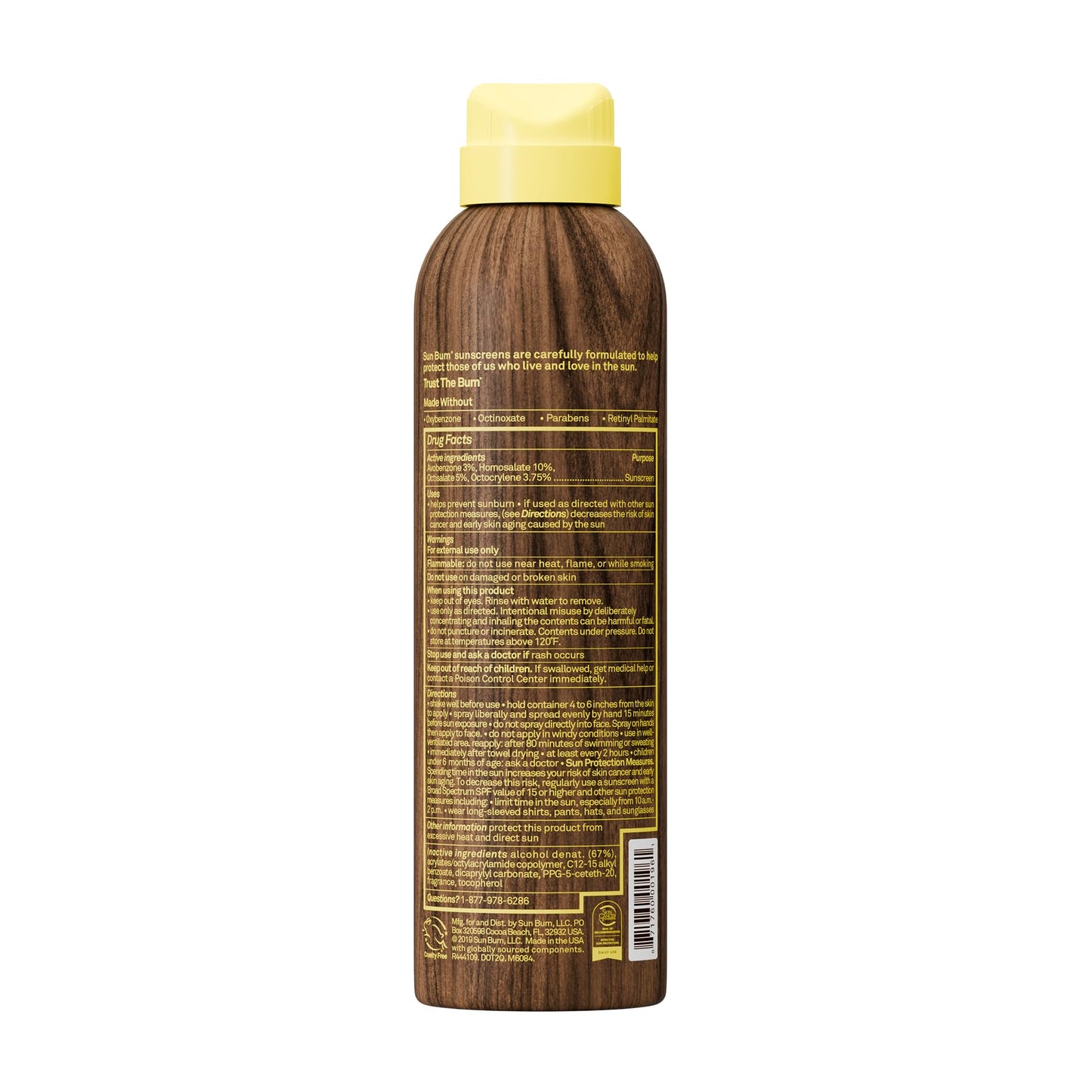 Sun Bum Original SPF 30 Sunscreen Body Spray - Broad Spectrum Moisturizing Sunscreen with Vitamin E - Hawaii 104 Act Compliant (Made without Octinoxate & Oxybenzone) - 6 oz