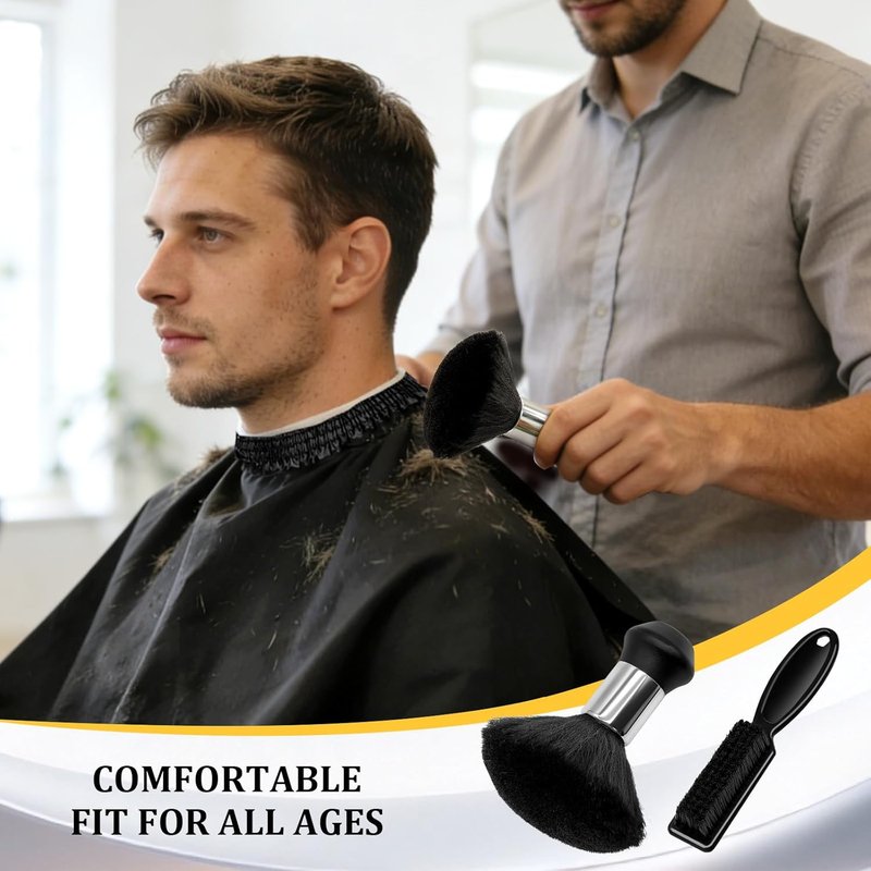 Barber Cape - Water-Resistant Hair Cutting Cape Set with Neck Duster & Brush | 63 x 47 in, Black