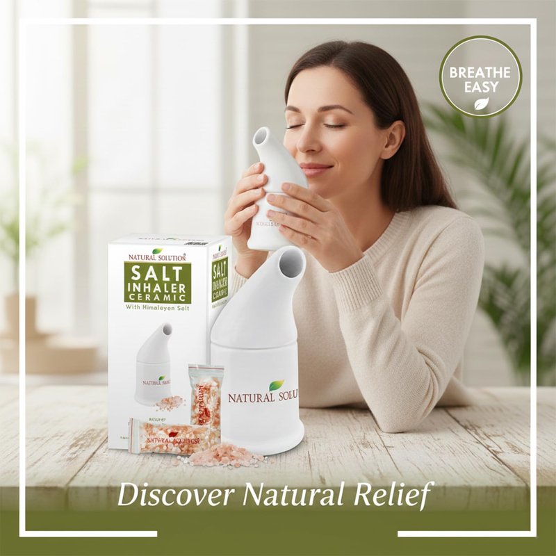Natural Solution Ceramic Pink, Cleans The Respiratory System Great for Allergy, Asthma Relief, and Other Respiratory Conditions , Salt Inhaler, 1 Count