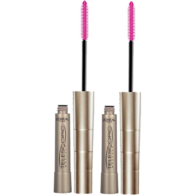 L’Oreal Paris Telescopic Mascara - Volume & Length Formula, Washable, Black, 0.27 Fl Oz, 2 Count