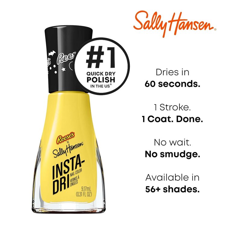 Sally Hansen Insta-Dri Reese's Nail Polish | Quick Dry, Long Lasting, Streak-Free Shine | Opaque, Shimmery | 737 REESE’S Candy + 738 REESE’S Rep | Burnt Orange & Bright Yellow Nail Color Duo