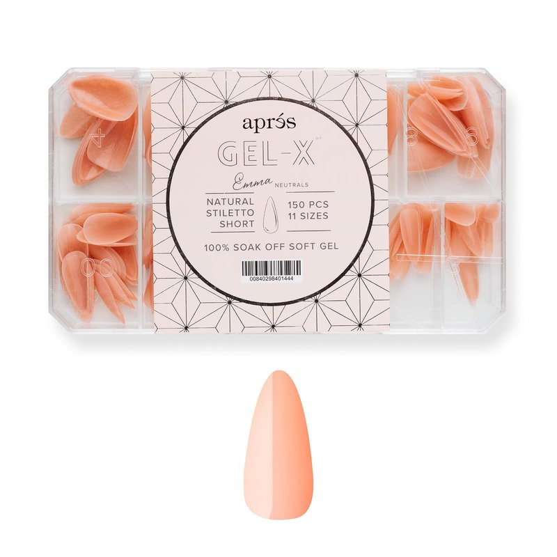 Apres Neutrals Gel-X Chloe Box Of Nail Tips, 11 Sizes 00-9, Soft Gel Tip Box (150pcs) (Natural Stiletto Short, 150)