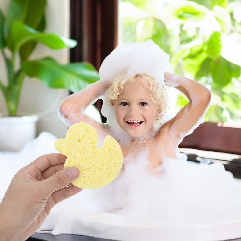 minkissy Cute Bath Sponge for Newborns Soft Yellow Duck Bathing Sponges for Kids, Baby Cartoon Bath Sponge Gentle Exfoliating Bath Supplies
