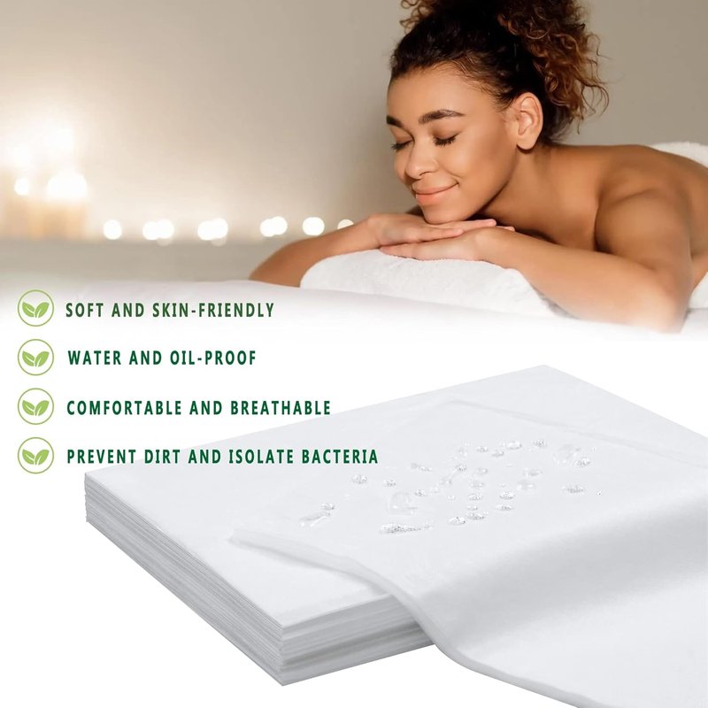 Disposable Bed Sheets for Massage Tables - Soft Non-Woven Cover | 31" x 71" | Breathable White for Spa & Beauty