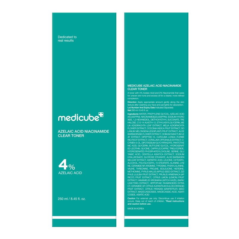 medicube Azelaic Acid Niacinamide Clarifying Toner | Troubled Skin Care, Ideal for Purifying & Calming | 4% Azelaic Acid & 2% Niacinamide| Soothing Daily Toner | Korean Skin Care | 8.45 fl.oz