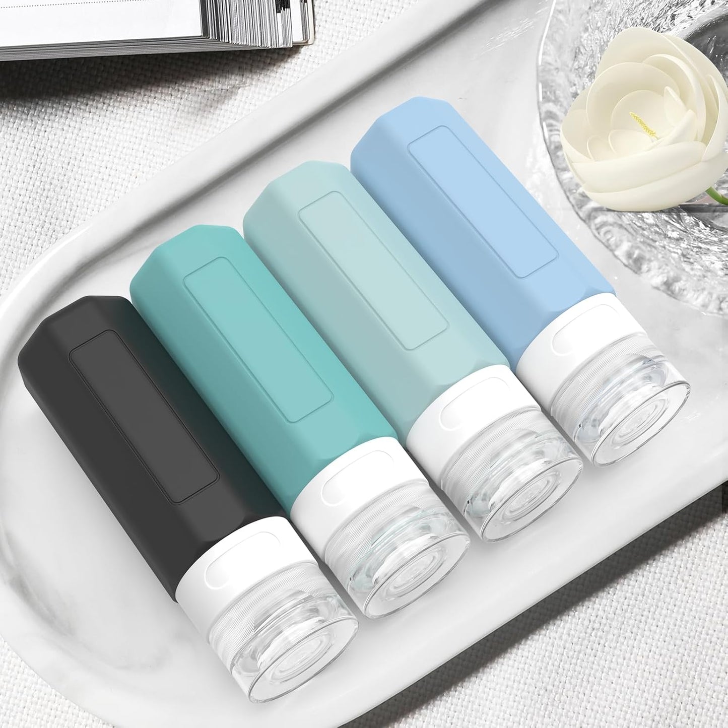 Travel Bottles for Toiletries - TSA Approved 3oz Leak Proof Silicone Containers | BPA Free Essentials Kit in Gray