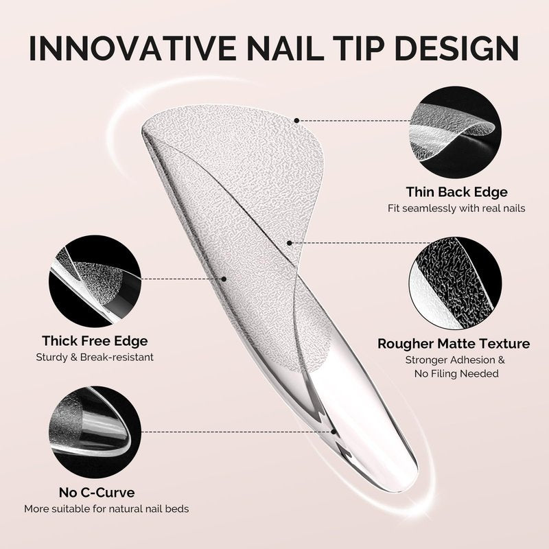 MelodySusie Extra Short Ballerina X Nail Tips - 300Pcs 15 Sizes Clear Acrylic, Half Matte Full Cover Press on Nails for DIY Extension & Salon Use,Pre-Shaped for Long-Lasting Manicure