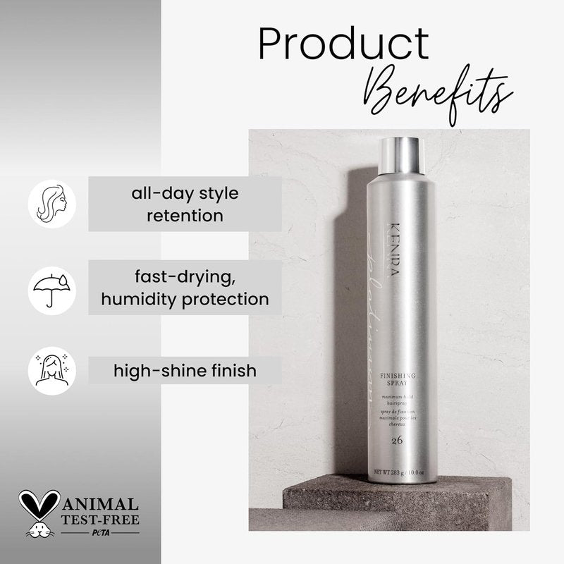Kenra Professional Platinum Finishing Spray 26 - Maximum Hold Hairspray for All Hair Types | Humidity-Resistant, Fast-Drying Finish