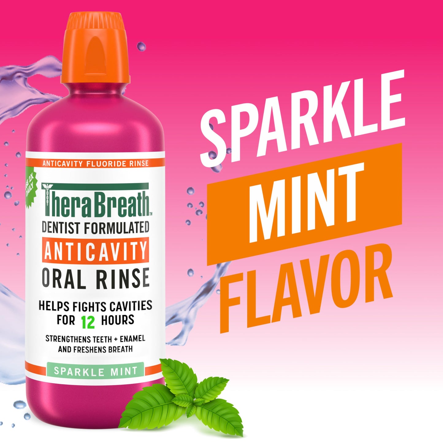 TheraBreath Anticavity Fluoride Mouthwash, Sparkle Mint, Dentist Formulated, 1 Liter