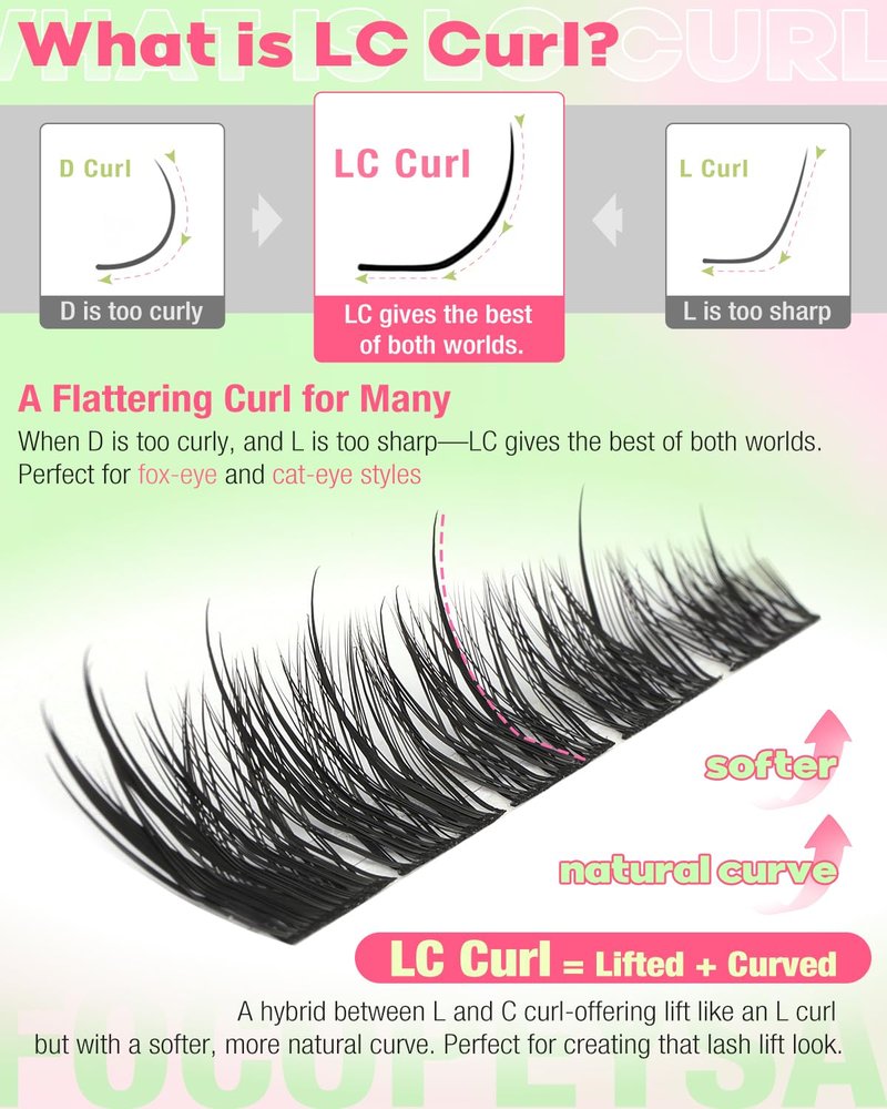 Focipeysa Wispy Lash Clusters Spiky Eyelash Clusters 10-18mm Eyelash Extensions Fox Eye Eyelash Right Left Individual Lashes Foxtail Lashes Thin Soft Lash Extension Waterproof Lash Cluster
