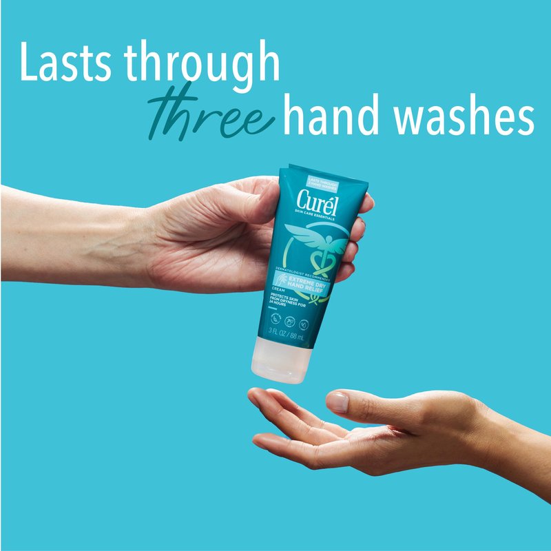 Curel Extreme Dry Hand Relief, Dermatologist Recommended, Long-Lasting Cream For Dry Hands, Paraben Free, Fragrance-Free Hand Lotion, 3 Oz