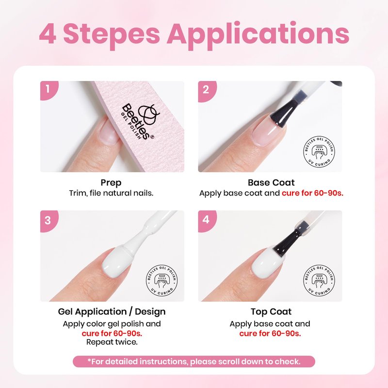 Beetles 5 Pcs White Gel Nail Kit with U V Light, 10ML HEMA-Free Cloud White Gel Polish Set Portable Manicure Kit with Base & Top Nails File Coat Soak Off Home Travel Salon Tools Gifts for Women Girls
