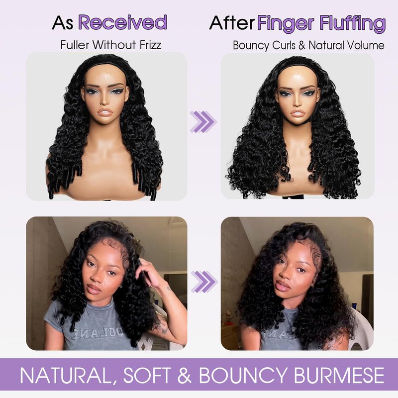 Burmese Curly Half Wig - 220 Density 100% Human Hair | 18 Inch, Beginner-Friendly, Natural Color