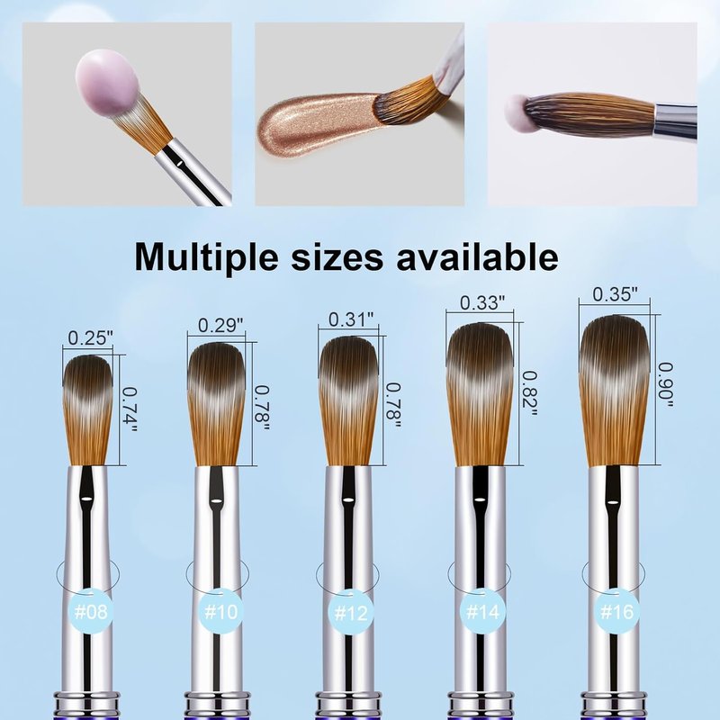 Acrylic Nail Brush - Size 12 Kolinsky Sable 3D Art Tool | Gradient Blue Handle