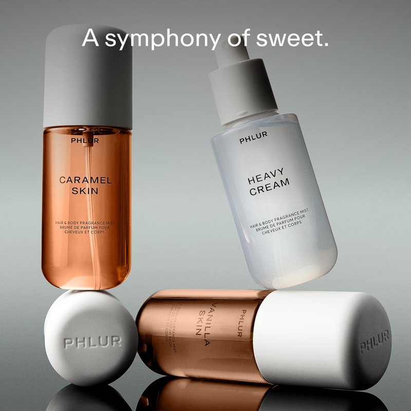 PHLUR Sweet Skin Trio ($78 Value) - Exclusive 3pc Travel Size Body Mist Set ft. Vanilla Skin, Heavy Cream, Caramel Skin (3 x 3 fl oz)