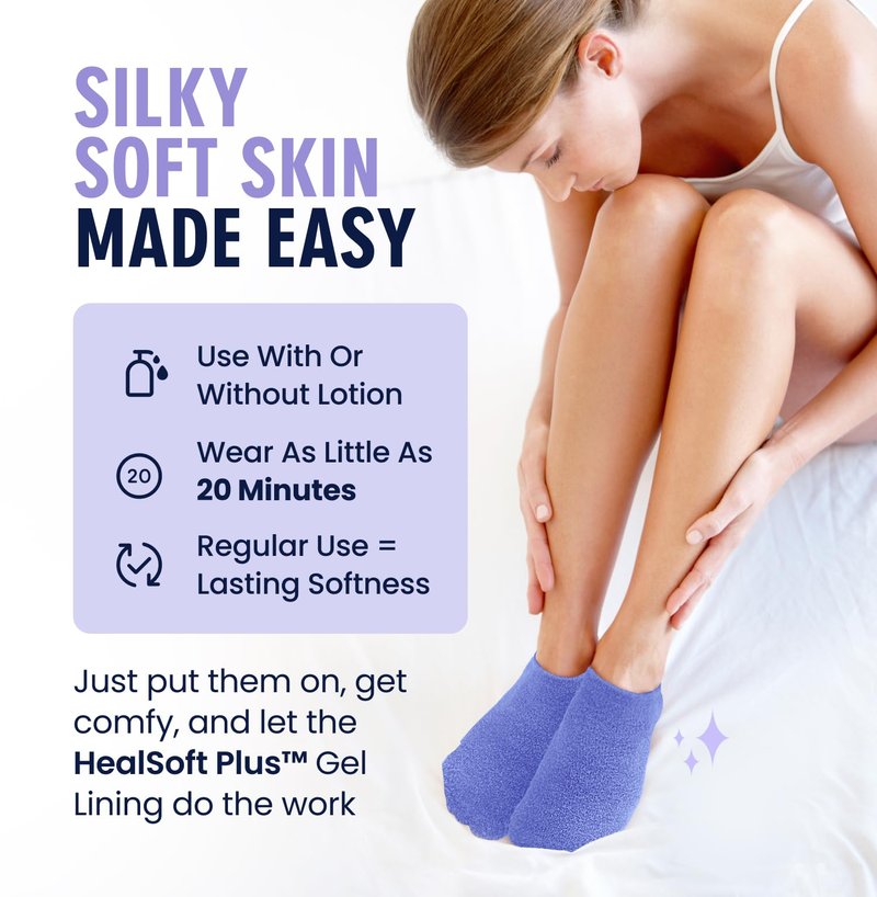 Dr. Frederick’s Original Moisturizing Gel Socks for Men & Women – Dry Feet & Cracked Heel Treatment – Full Foot Gel Lining with Mango Butter, Shea Butter, Jojoba & Coconut Oil (Purple Paradise)