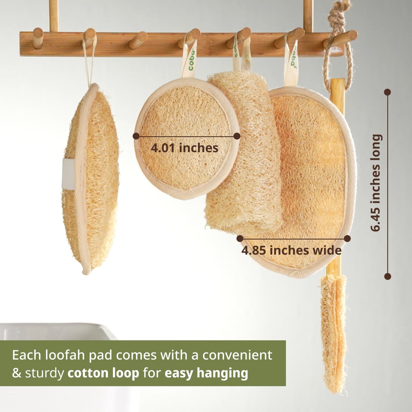Coba Straws Natural Loofah Exfoliating Body & Facial Scrubber Set | 100% Plant-Based Shower Luffa Sponge for Deep Cleansing, Smooth & Glowing Skin | Bath Loofah for Women & Men