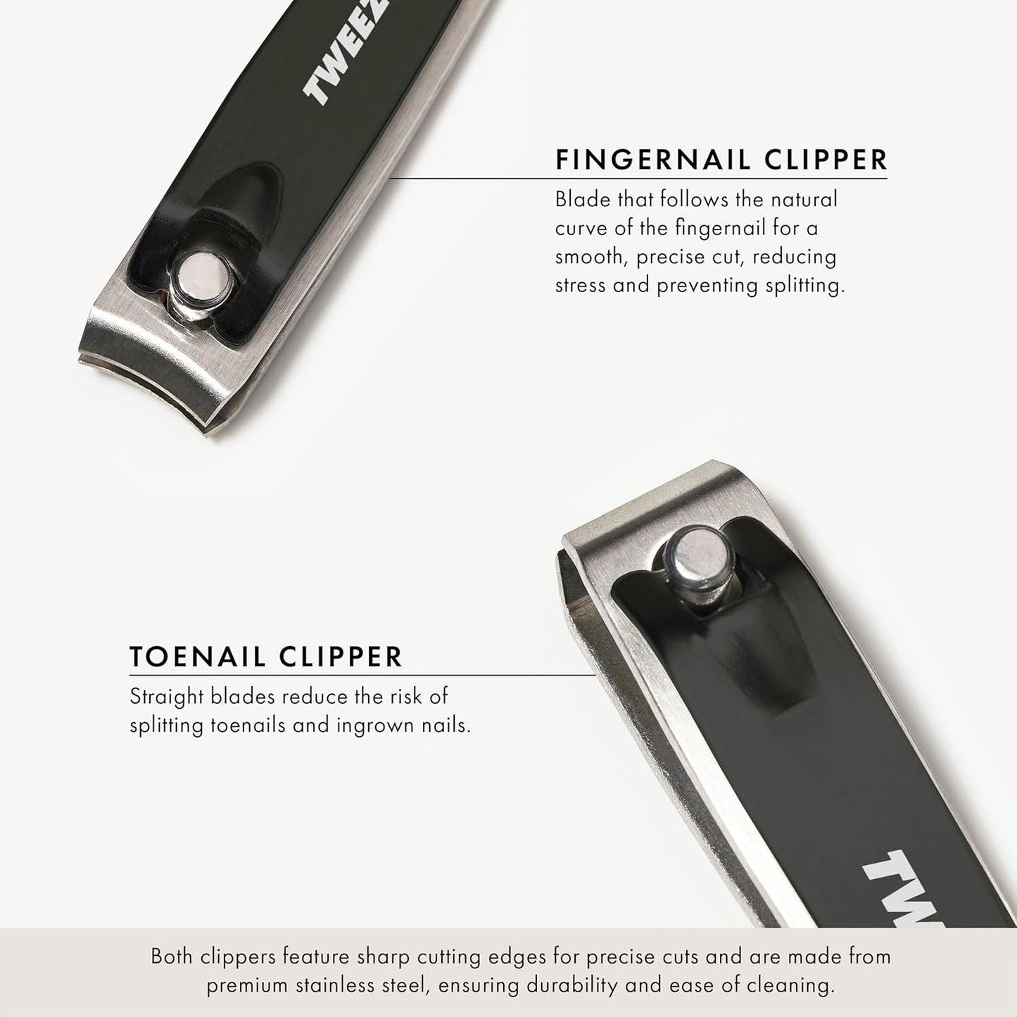 Tweezerman Stainless Steel Nail Clipper Set - Precision Fingernail & Toenail Care Tools