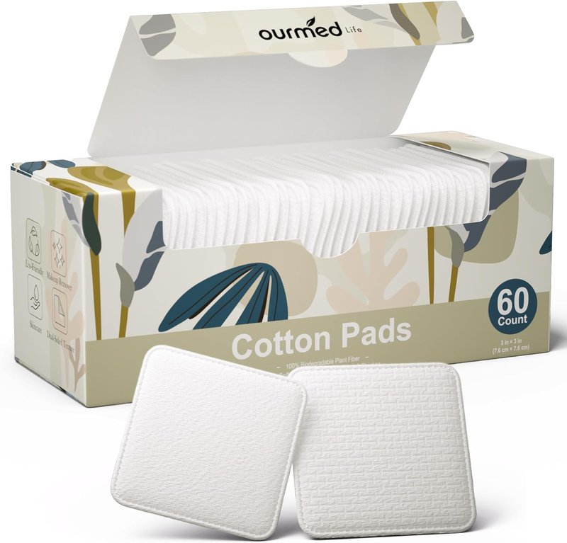 Large Cotton Pads for Face - Soft Lint-Free Cleansing Rounds | 3x3 Inch, 60 Count