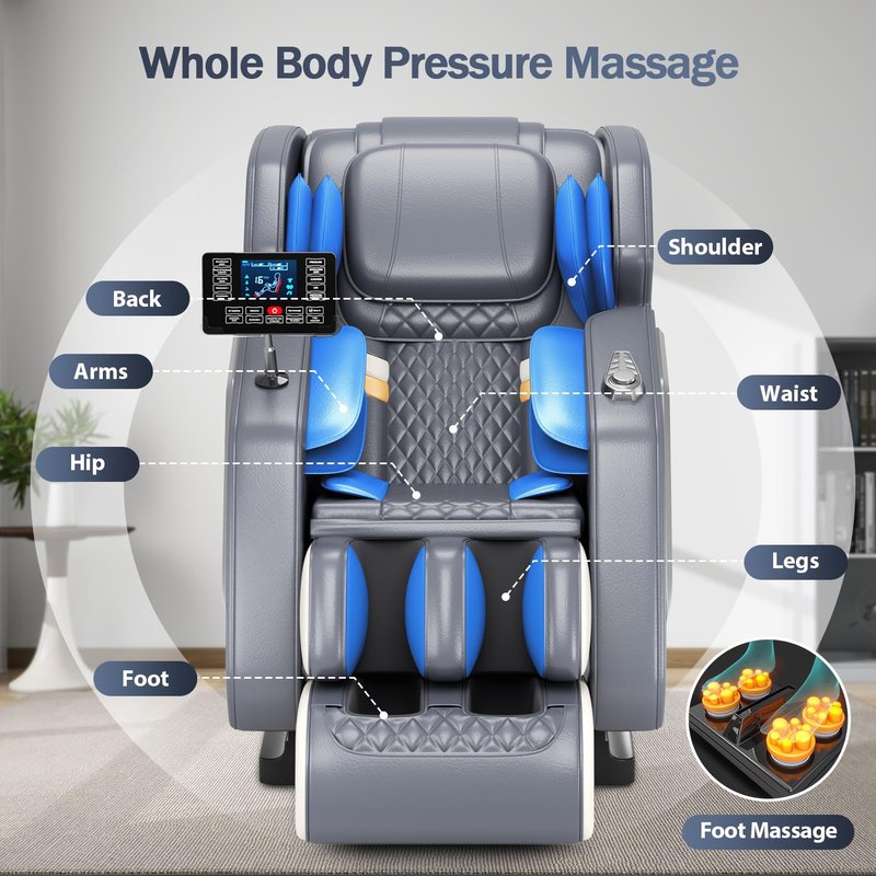 DOVRYTHEN Full Body Massage Chair Zero Gravity Recliner, 8 Fixed Rollers with Heating Function & Auto Mode for Home Use