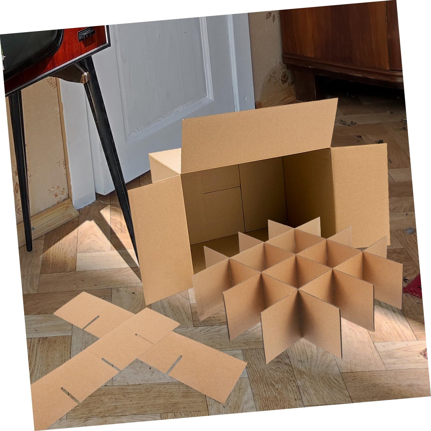 GLEAVI 5 Sets Cardboard Moving Box Dividers, Glassware Dish Packing Inserts, Protective Paper Dividers for Cardboard Boxes, Suitable for Glass Cups, Plates, and Wine Glasses during Transportation