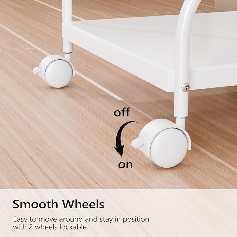 Pedicure Cart - Adjustable Height Foot Bath Trolley with PU Cushion | Portable Nail Esthetician Cart for Manicure & Massage (White)
