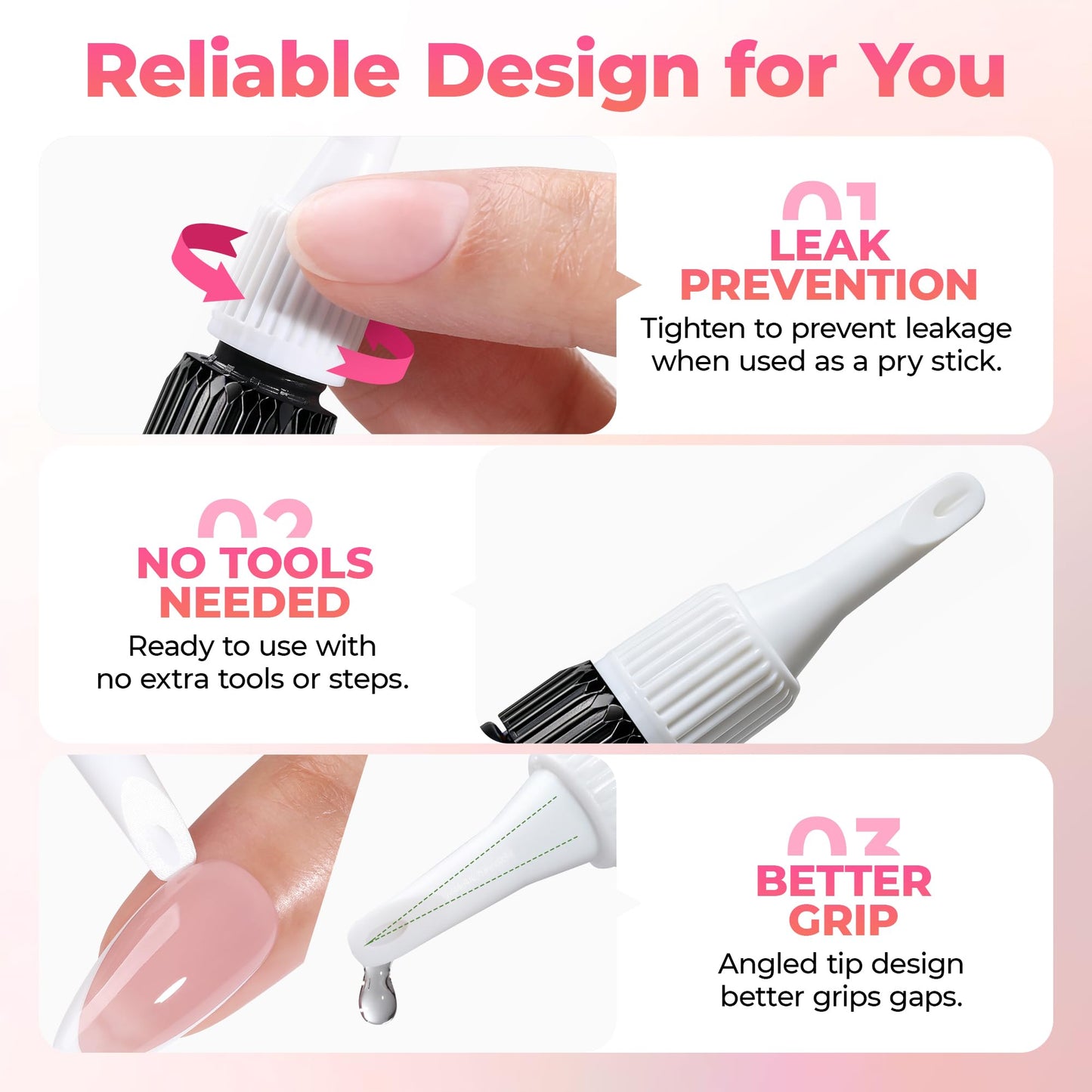 UNA GELLA No Mess Nail Glue Remover for Press On Nails 10ml 2Pcs, Acetone Free Multi-functional Fake Nail Remover with Built-in Pry Tip, Quick Adhesive Debonder for False Tips, Not for U V/LED Gel