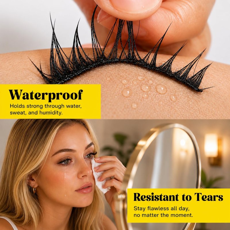 Advanced Biotin Clear Eyelash Glue Sensitive Eyes Safe Latex Free Hypoallergenic Strong Hold Cluster Lash Glue, False Eyelash Extensions Strip Lash Adhesive, Vegan Cruelty Free Waterproof