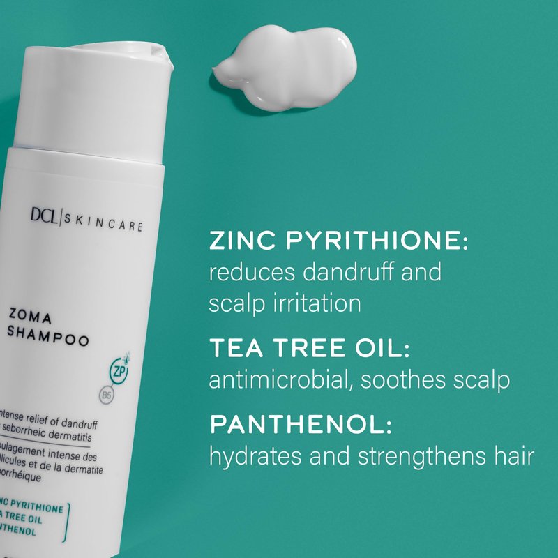 DCL Skincare Zoma Dandruff Control Shampoo with Zinc Pyrithione for Dry, Flake-Prone Scalp, 8 fl oz