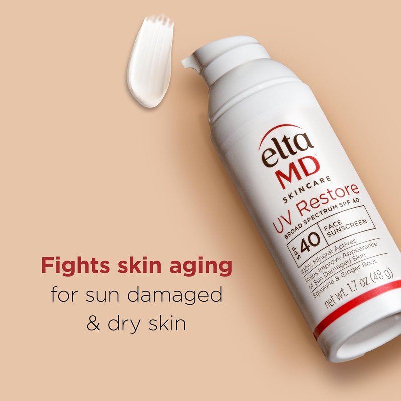 EltaMD UV Restore Face Sunscreen - SPF 40 Mineral Formula for Sun-Damaged Skin Repair | Anti-Aging Zinc Oxide