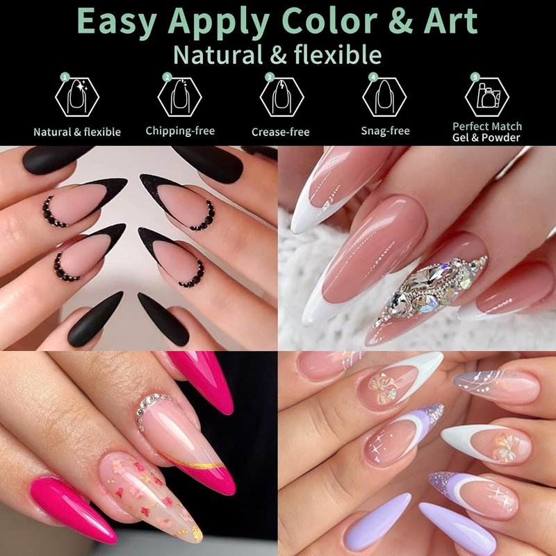 Medium Stiletto Nail Tips - 216pcs Acrylic Soft Fake Nails | Full Cover Matte Clear Press-On for DIY Manicure, 12 Sizes