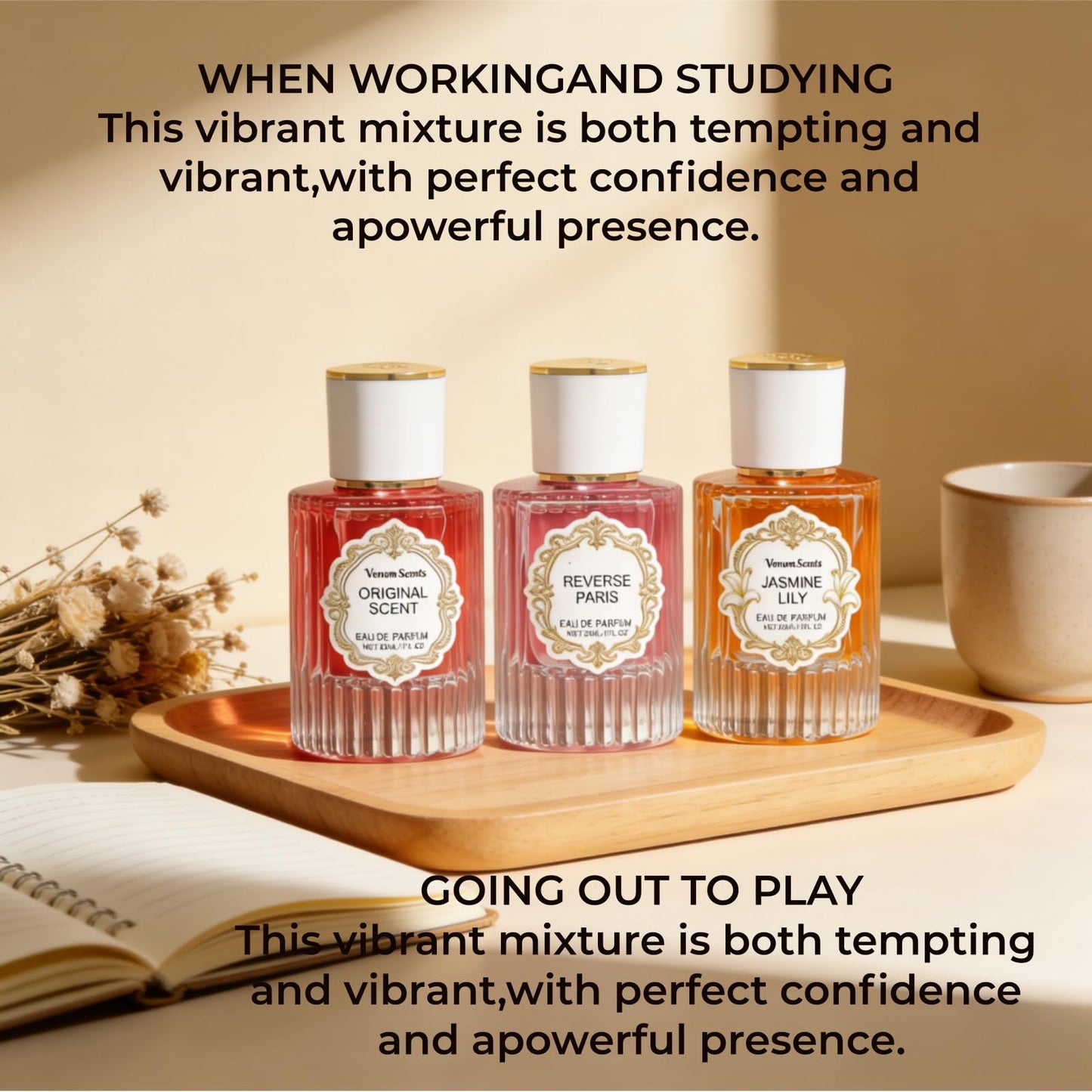 Venom Scents 3PCS Pheromones Perfume Collection for Women (30ml Each) - Jasmine, Lily & Peony Scent | Long-Lasting Floral Fragrance