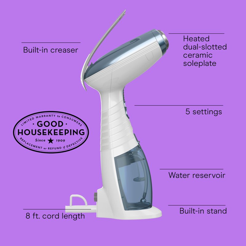 Conair Handheld Garment Steamer for Clothes, Turbo ExtremeSteam 1875W Fabric Clothes Steamers, Hand Steamer for Clothes, Portable Handheld Garment Steamers for Clothes, Handheld Steamer, Blue