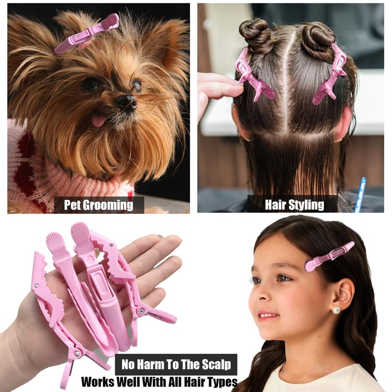 Alligator Hair Clips - 30 Pcs Thick Hair Styling Clips with Wide Teeth & Double-Hinged Design | Pink
