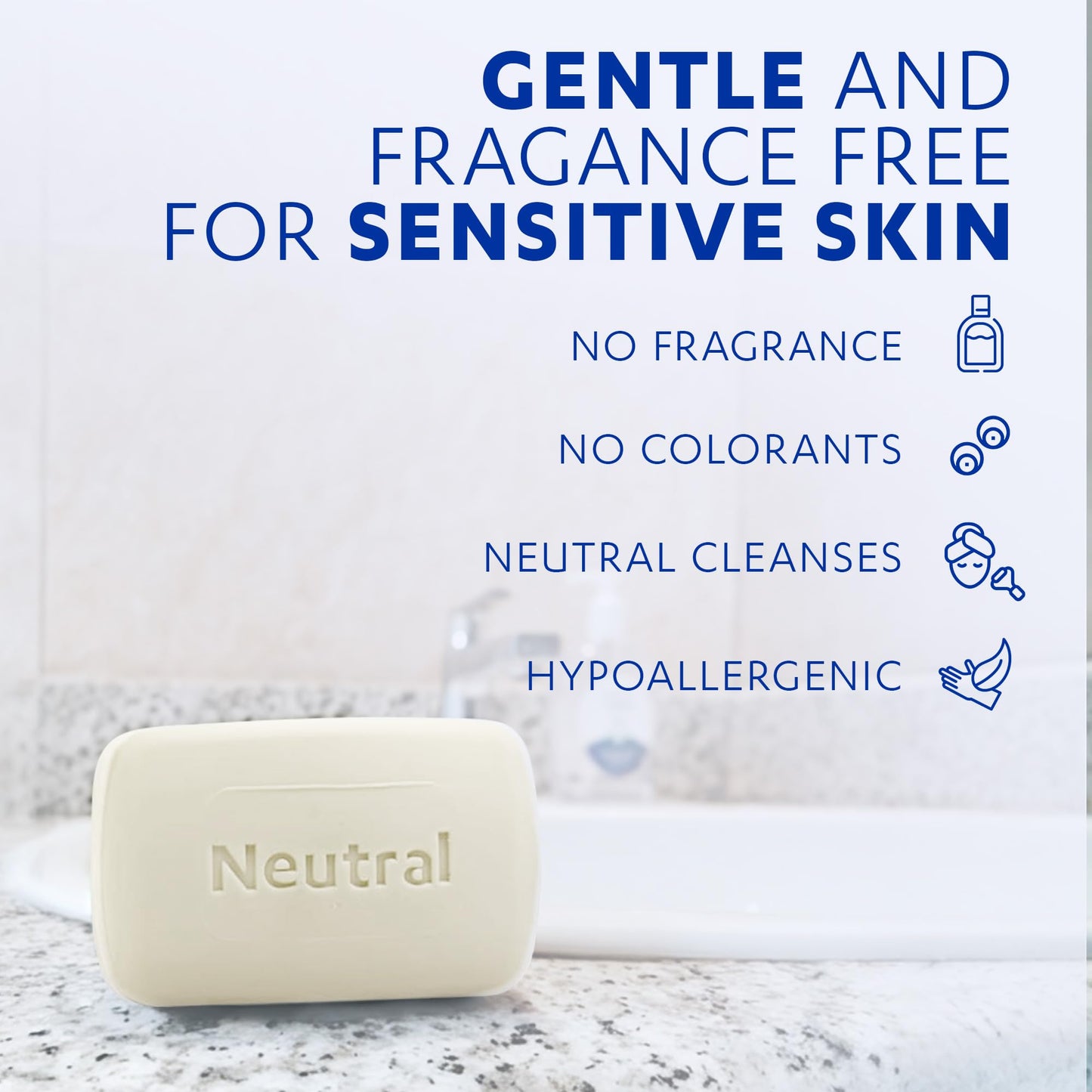 Grisi Neutral Hypoallergenic Bar Soap – Fragrance-Free & Dye-Free for Face & Body – Gentle Moisturizing Wash for Sensitive Skin – pH-Balanced Natural Cleanser – 3.5 oz | 6-Pack